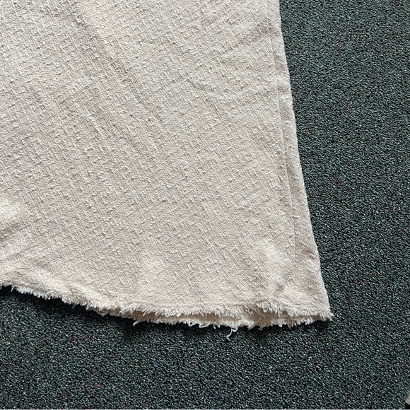 ZARA Cream White Cotton Tweed A-line Full Circl Midi Maxi Fringe Modest Skirt XL - Picture 13 of 16